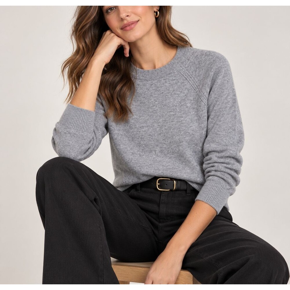 J Crew Women S Gray Wool Blend Boyfriend Sweater Raglan Crewneck Preppy Knit